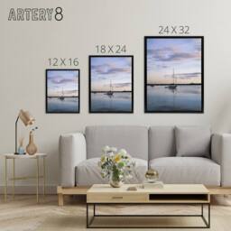 "Artery8 Sunset Off-the shore of Block island Highsmith Framed Canvas Wall Art in Blue - Size: W12"" x H16""" - thumbnail 4