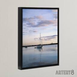 "Artery8 Sunset Off-the shore of Block island Highsmith Framed Canvas Wall Art in Blue - Size: W12"" x H16""" - thumbnail 2