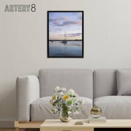 "Artery8 Sunset Off-the shore of Block island Highsmith Framed Canvas Wall Art in Blue - Size: W12"" x H16""" - thumbnail 3
