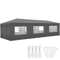 tectake Gazebo Miramas with 8 side panels, water-resistant, 9x3m in Grey - Size: Large - thumbnail 1