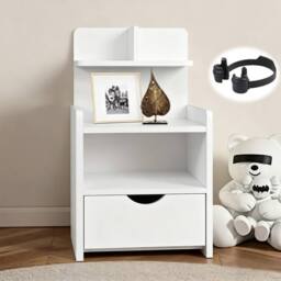 Hinsinc Bedroom Nightstand with Storage Drawer Cabinet in White - thumbnail 1