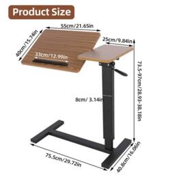 KORVIXA Mobile Tilting Overbed Bedside Desk Adjustable in Brown - Size: 0.6m2 - thumbnail 2