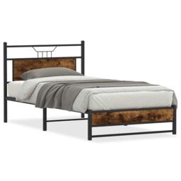 Berkfield Home Bed Frame without Mattress Smoked Oak 100x200 cm Engineered Wood in Brown - thumbnail 2