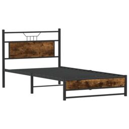 Berkfield Home Bed Frame without Mattress Smoked Oak 100x200 cm Engineered Wood in Brown - thumbnail 5