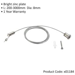 Loops Track Lighting Suspension Kit - 200mm to 3000mm - 25kg Limit - Bright Zinc - thumbnail 2