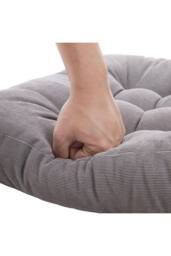 H&O Direct Square Tufted Seat Cushion Thicken Corduroy Meditation Pillow Floor Cushion in Grey - thumbnail 4