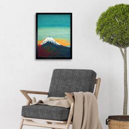"Artery8 Wall Art Print Mount Fuji Volcano Peak At Sunrise Art Framed in Black - Size: W12"" x H16""" - thumbnail 2