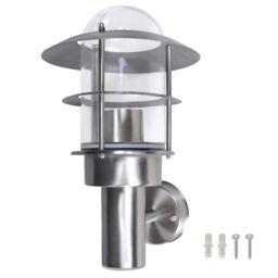 Berkfield Home Patio Wall Light Lamp Stainless Steel in Silver - thumbnail 4