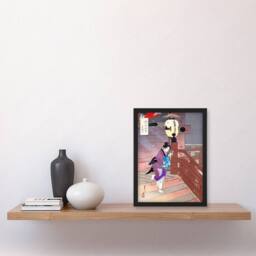 Artery8 Ogata Gekko Framed Wall Art Print Visiting The Temple Barefoot in Purple - Size: A4 - thumbnail 2