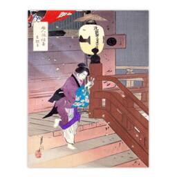 Artery8 Ogata Gekko Framed Wall Art Print Visiting The Temple Barefoot in Purple - Size: A4 - thumbnail 3