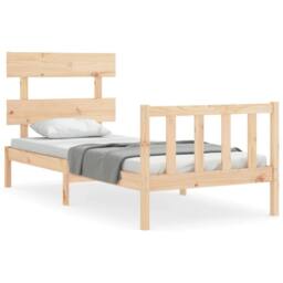 Berkfield Home Beautiful Bed Frame with Headboard 90x200 cm Solid Wood in Light Tan - thumbnail 3