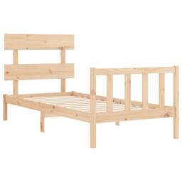 Berkfield Home Beautiful Bed Frame with Headboard 90x200 cm Solid Wood in Light Tan - thumbnail 5
