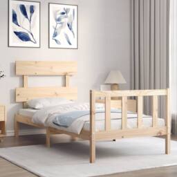 Berkfield Home Beautiful Bed Frame with Headboard 90x200 cm Solid Wood in Light Tan - thumbnail 1