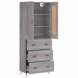 Berkfield Home Highboard Grey Sonoma 69.5x34x180 cm Engineered Wood - thumbnail 4