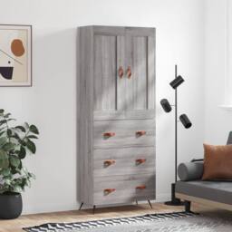 Berkfield Home Highboard Grey Sonoma 69.5x34x180 cm Engineered Wood - thumbnail 2