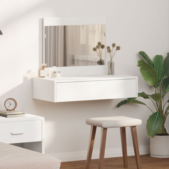 Berkfield Home Wall Hanging Dressing Table White 83x40x70 cm - Size: 83 x 40 x 70 cm - image 1