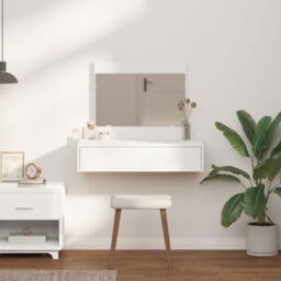 Berkfield Home Wall Hanging Dressing Table White 83x40x70 cm - Size: 83 x 40 x 70 cm - thumbnail 4