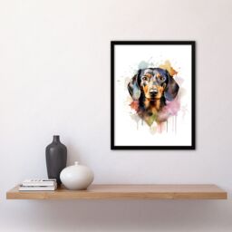 "Artery8 Wall Art Print Shorthaired Dachshund Lovers Gift Watercolour Pet Portrait Painting Artwork Art Framed - Size: W12"" x H16""" - thumbnail 4