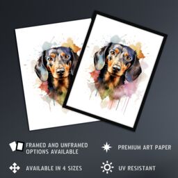 "Artery8 Wall Art Print Shorthaired Dachshund Lovers Gift Watercolour Pet Portrait Painting Artwork Art Framed - Size: W12"" x H16""" - thumbnail 2
