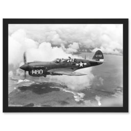 Artery8 War Military Vintage US Airforce Fighter Plane Black White P-40 Artwork Framed Wall Art Print A4 - thumbnail 1