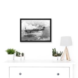 Artery8 War Military Vintage US Airforce Fighter Plane Black White P-40 Artwork Framed Wall Art Print A4 - thumbnail 2