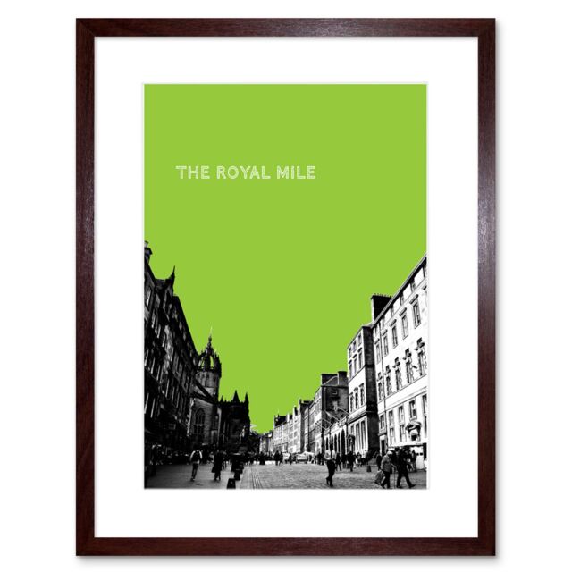 "Artery8 Wall Art Print Royal Mile Edinburgh Scotland Famous Street Green Framed Art in Brown - Size: W7"" x H9""" - image 1