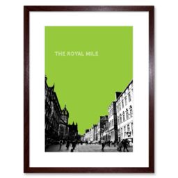 "Artery8 Wall Art Print Royal Mile Edinburgh Scotland Famous Street Green Framed Art in Brown - Size: W7"" x H9""" - thumbnail 1