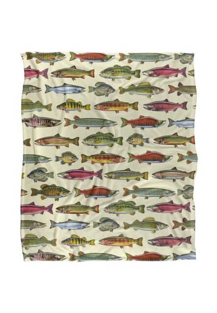 JQ Licensing Fishing Freshwater Fish Silky Touch Super Soft Throw Blanket 152 X 127 cm in White - image 1