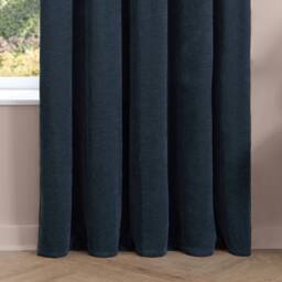 Furn Soft Chenille Blackout Pencil Pleat Curtain Pair in Navy - Size: 117 cm width x 183 cm drop - thumbnail 7