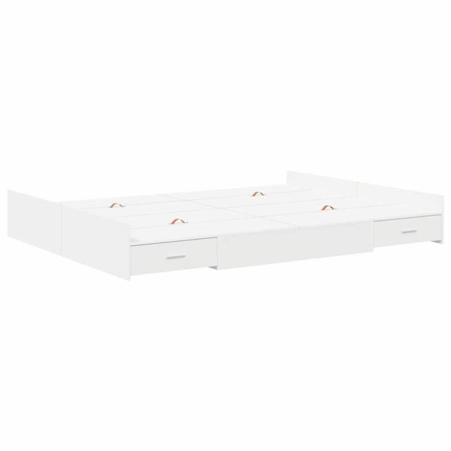 Berkfield Home Storage Bed Frame with Drawer White 135 x 190 cm Particle board - image 1