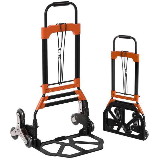 HOMCOM Heavy Duty Foldable Trolley on Wheels, Black & Orange - image 1