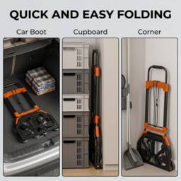 HOMCOM Heavy Duty Foldable Trolley on Wheels, Black & Orange - thumbnail 5