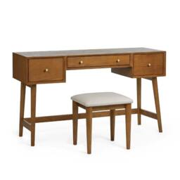Cheshire Premium Lowry Dressing Table & Stool Set in Light Oak - thumbnail 1