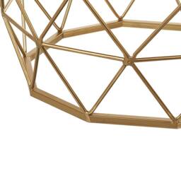 Wyld and Coco Gold Marble-Effect Side Table - 43cm MDF Top Iron Cage Base - thumbnail 5