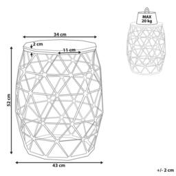 Wyld and Coco Gold Marble-Effect Side Table - 43cm MDF Top Iron Cage Base - thumbnail 4