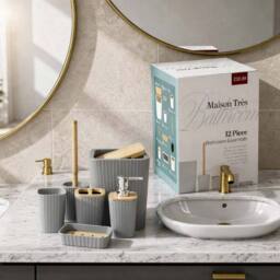 GAVENO CAVAILIA Isla 12 Pieces Bathroom Accessories Set in Grey - thumbnail 1