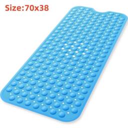 VOGREX Extra Large Blue Rubber Bath Mat Strong Suction Non Slip Anti-Mold - thumbnail 2