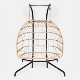 OHS Double Hanging Egg Chair Folding Swing Seat Hammock Patio Garden in Natural - thumbnail 7