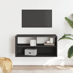 Berkfield Home TV Cabinet Black 80x31x39.5 cm Engineered Wood & Metal - thumbnail 3