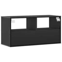 Berkfield Home TV Cabinet Black 80x31x39.5 cm Engineered Wood & Metal - thumbnail 6