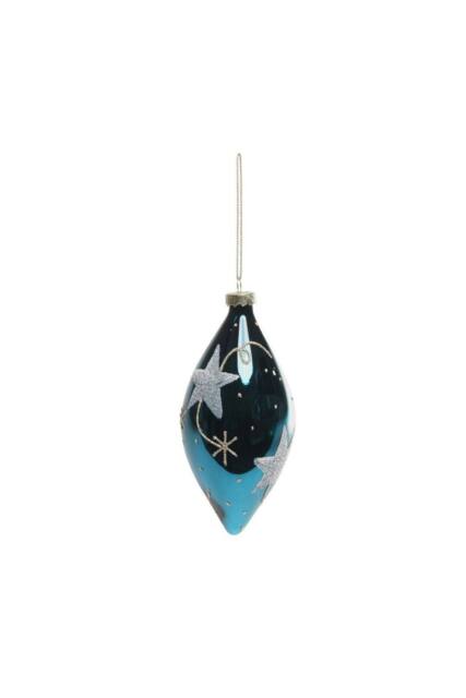 KDMD Midnight Blue Glass Droplet Bauble H12cm 3 Pack - image 1