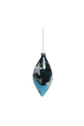 KDMD Midnight Blue Glass Droplet Bauble H12cm 3 Pack - thumbnail 2
