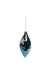 KDMD Midnight Blue Glass Droplet Bauble H12cm 3 Pack - thumbnail 1