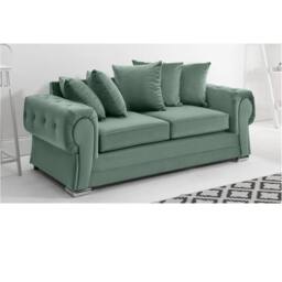 Furniture 786 Verona Scatter Back Plush Velvet 3+2 Seater Sofa Set in Green - thumbnail 2