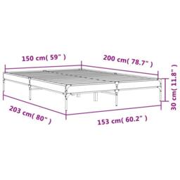 Berkfield Home Durable Bed Frame without Mattress Grey Sonoma 150x200 cm King Size - thumbnail 9
