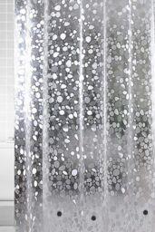 Neel Blue 3D Pebbles Shower Curtain PVC Waterproof Bath Curtain With 12 Hooks - 180x180cm in Clear - Size: 180 cm width x 180 cm drop - thumbnail 1
