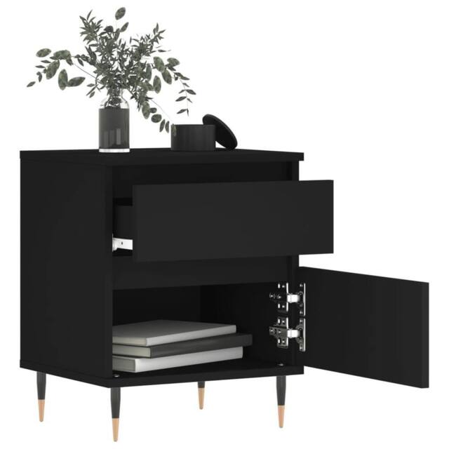 Berkfield Home Modern Bedside Cabinets 2 pcs Black 40x35x50 cm Engineered Wood - Size: 40 x 35 x 50 cm - image 1
