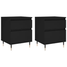 Berkfield Home Modern Bedside Cabinets 2 pcs Black 40x35x50 cm Engineered Wood - Size: 40 x 35 x 50 cm - thumbnail 3