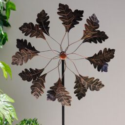 Primrose Metal Leaf Kinetic Wind Spinner in Gold 65cm in Bronze - thumbnail 5