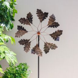 Primrose Metal Leaf Kinetic Wind Spinner in Gold 65cm in Bronze - thumbnail 3